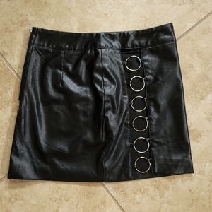 Faux Leather O-Ring Skirt